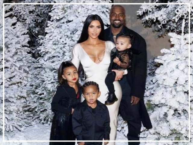 Kim and Kanye with their 3 children