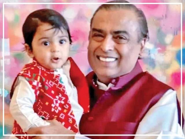 Mukesh Ambani with grandson Prithvi