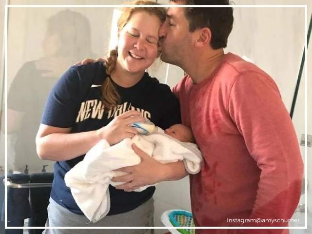 Amy Schumer with husband Chris and son Gene